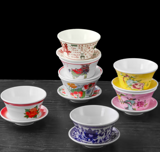 Picture of Minolta A5 melamine imitation porcelain tableware and dessert shop dedicated nine grid covered bowls, tea bowls, sugar water bowls, desserts, ice cream bowls, commercial use