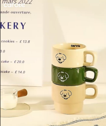 Picture of New Stacked Cup Cute Cartoon Cat Creative Ceramic Mug Student Home Dormitory Coffee Ceramic Cup Cream 1